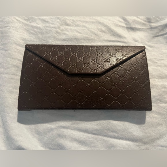 Brand NEW GUCCI Monogram Leather Foldable Sunglasses Case - Brown signature GG - Picture 3 of 9